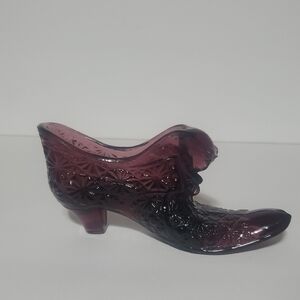 Vtg Fenton Amethyst Glass Shoe